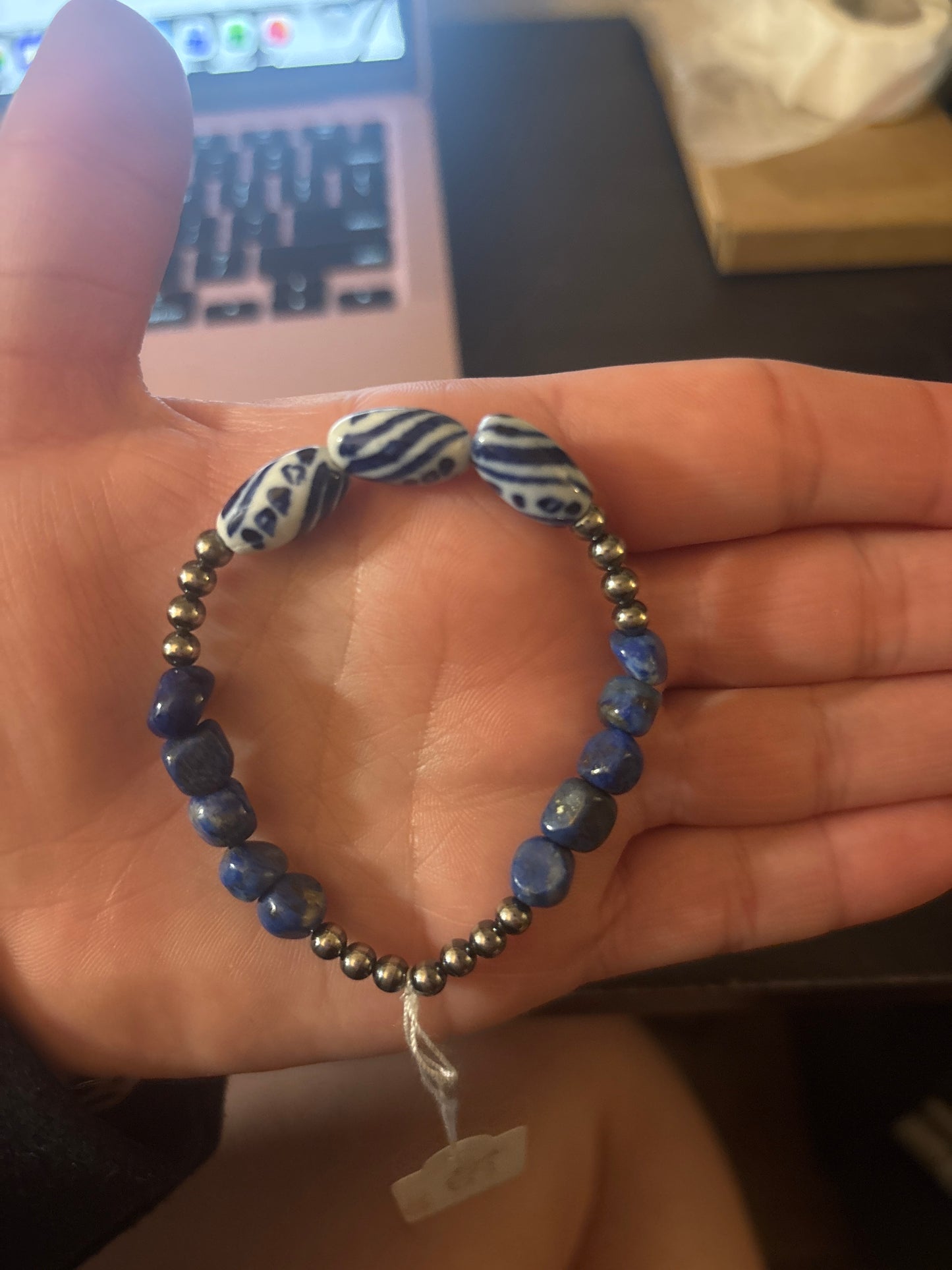 Blue Lapis + Porcelain Beads
