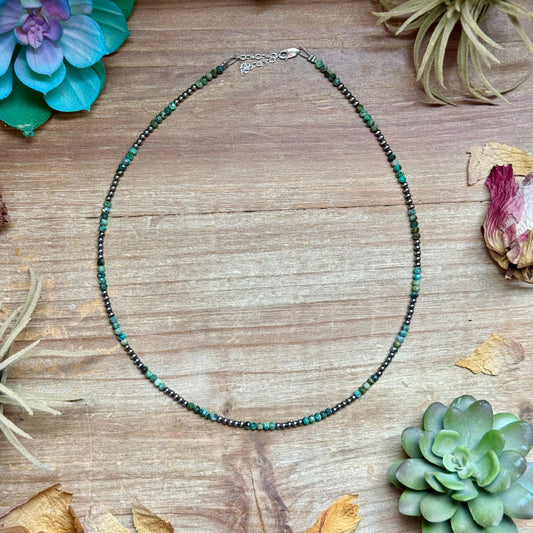 Faceted African Turquoise Necklace – 19" – 3mm