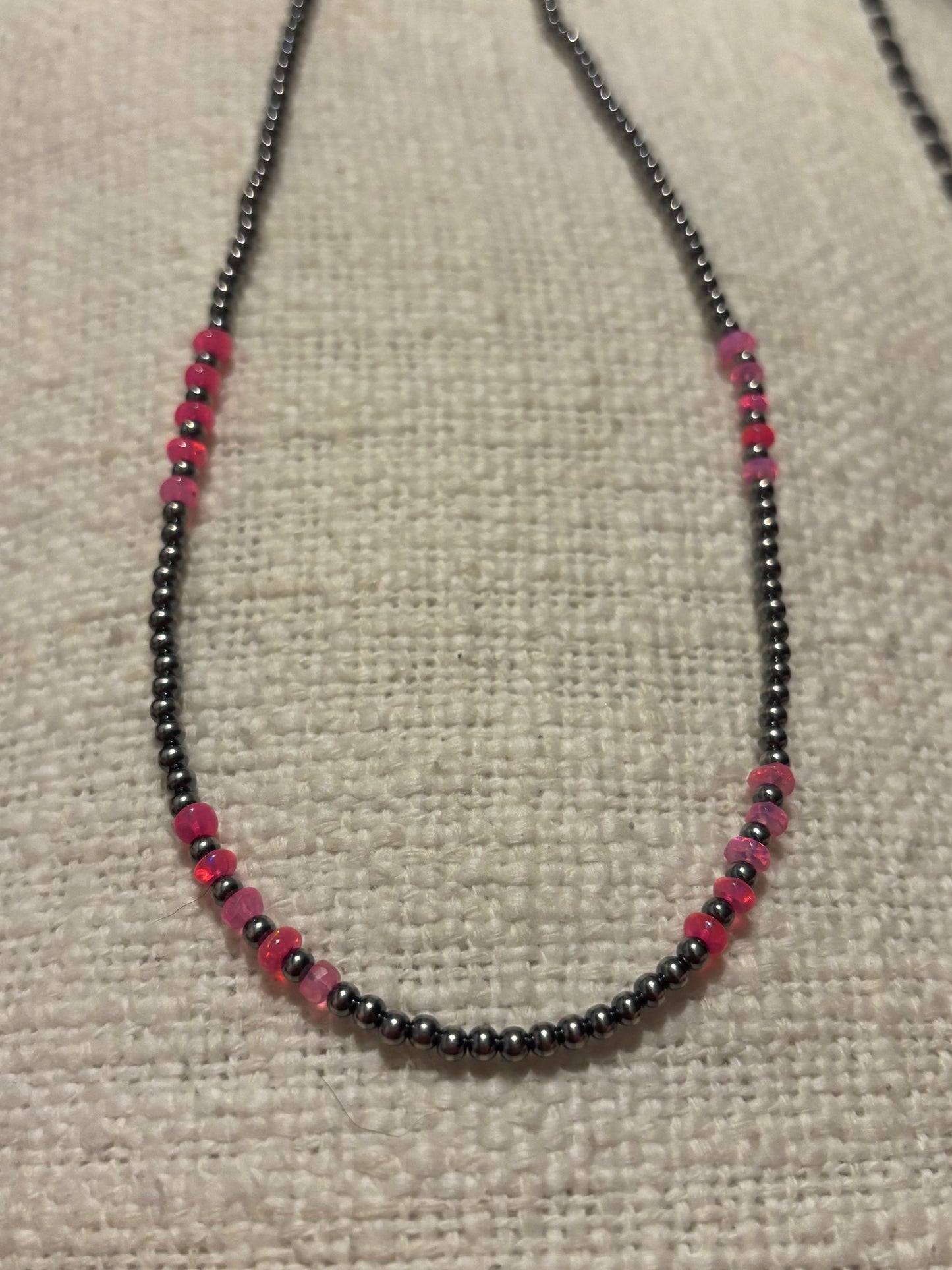 Pink Faceted Opal Necklace