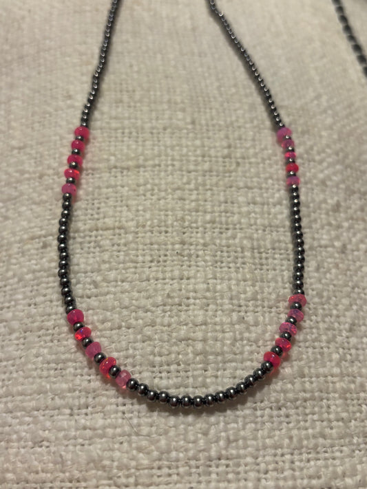 Pink Faceted Opal Necklace