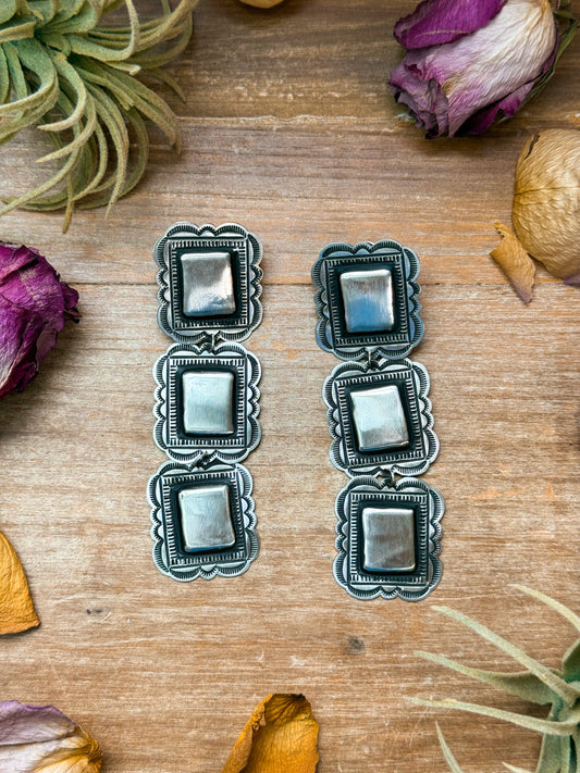 Sterling Silver Dangle Earrings – Native Made by L. Tahe