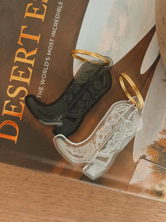 Cowboy Boot Western Keychain Jewelry: Midnight Black