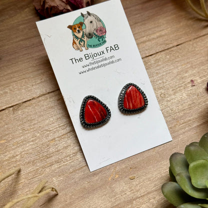 MJ Ring - Red Spiny Oyster Stud Earrings – Sterling Silver
