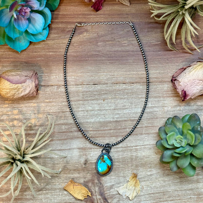 FREE Sterling Silver Pearl Necklace + MJ Oval Turquoise Pendant