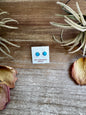 Stud Earrings – Kingman Turquoise – Sterling Silver – Handmade by Mary Ann Neha, Zuni Artist