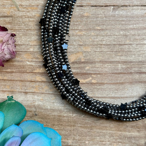 15” Black Onyx Star Necklace – Sterling Silver Pearls