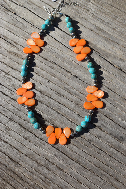 Turquoise + petal necklace