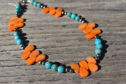 Turquoise + petal necklace