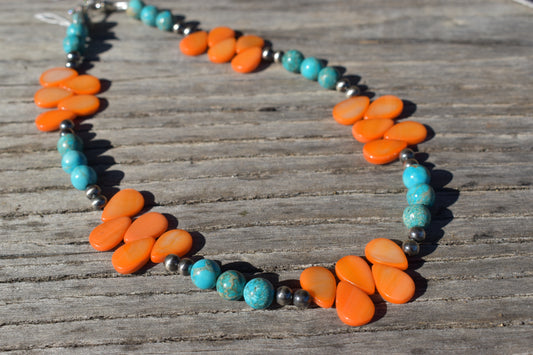 Turquoise + petal necklace