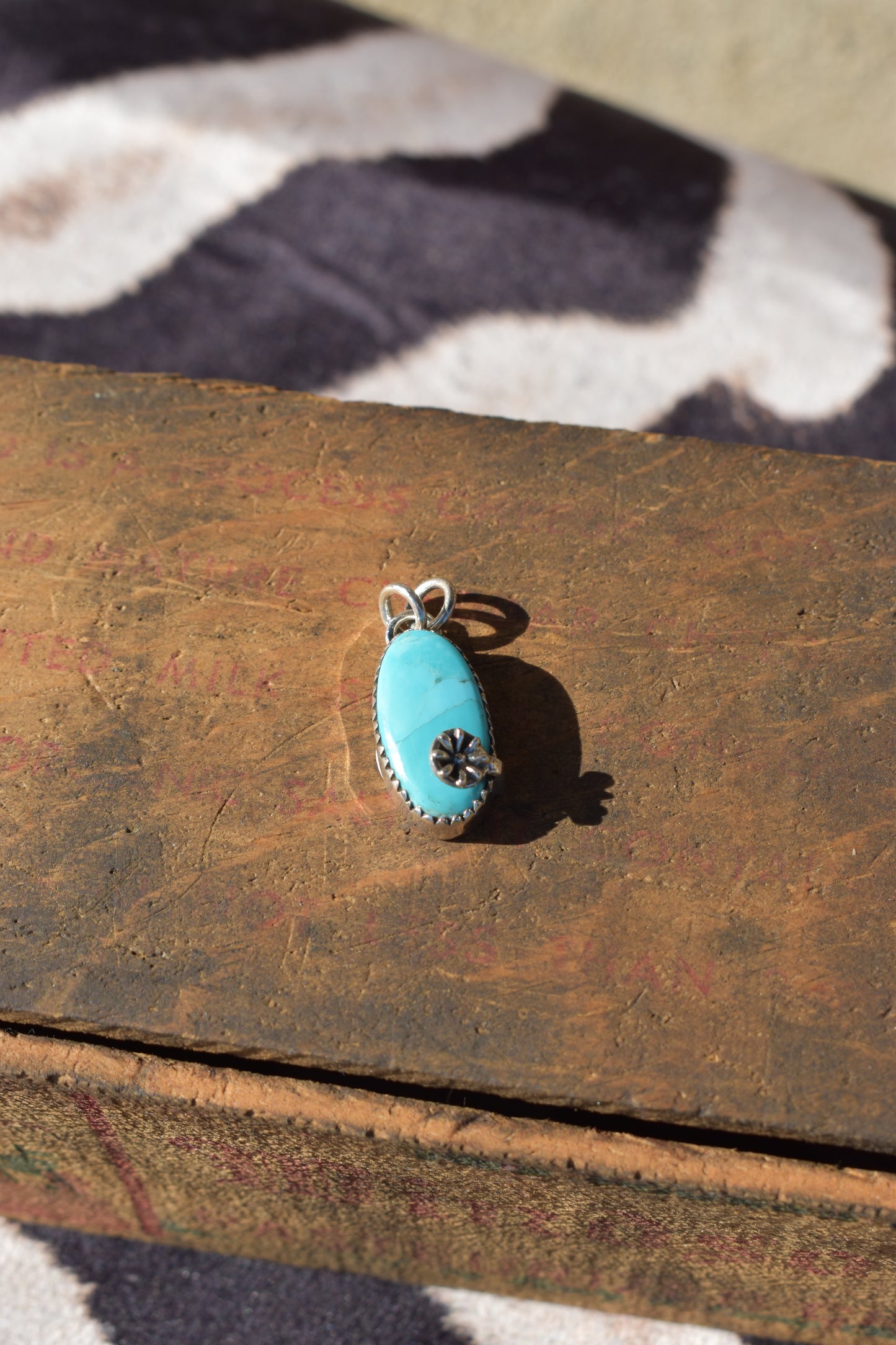 Turquoise + flower pendant