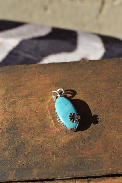 Turquoise + flower pendant