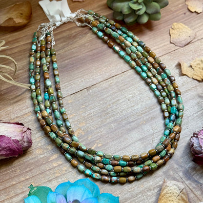 18” Turquoise Tube Necklace – Sterling Silver & Hematite