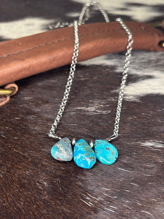 Turquoise Teardrop Chain Necklace