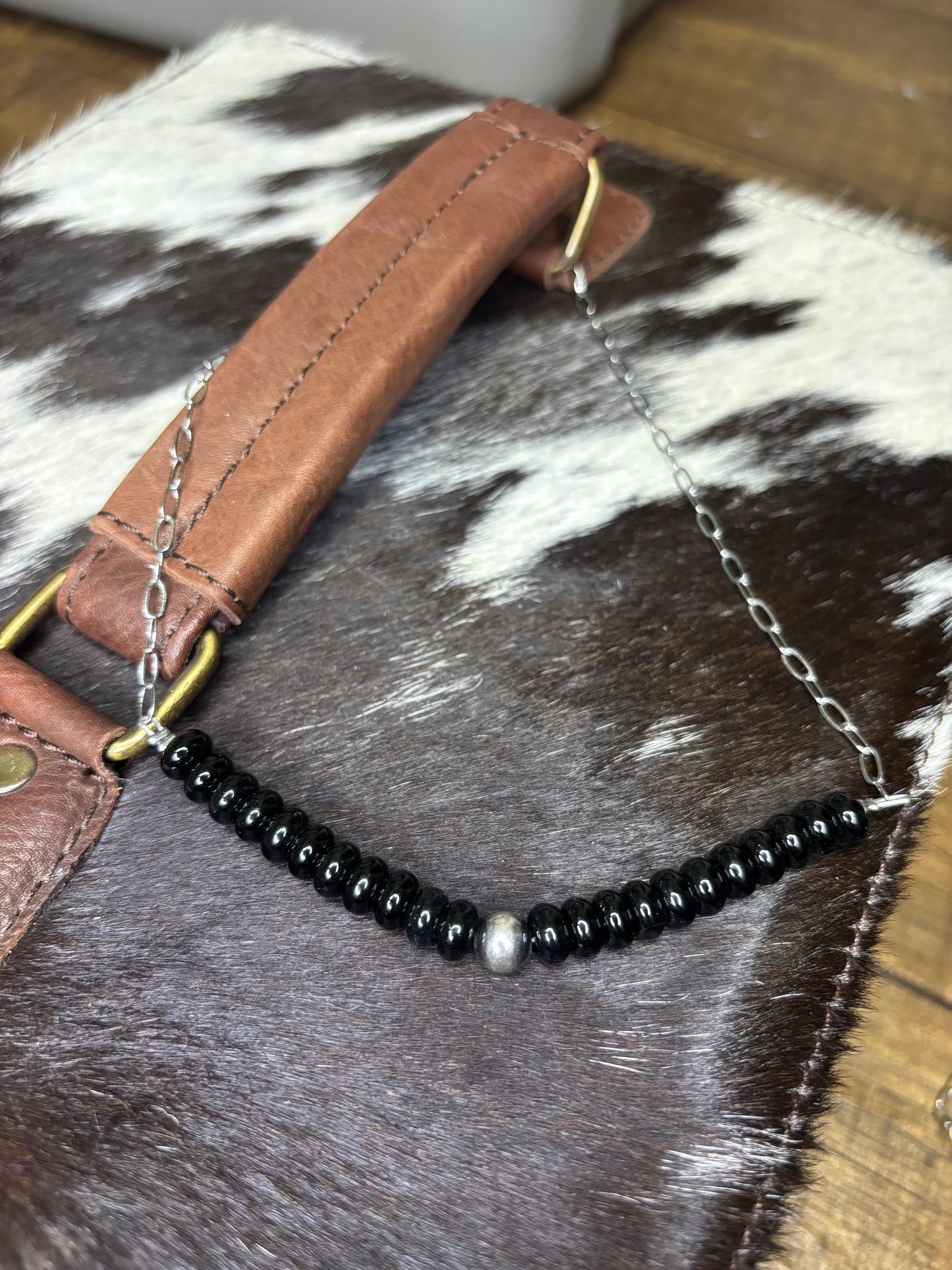 Black Onyx Paperclip Necklace