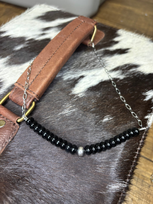 Black Onyx Paperclip Necklace