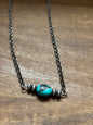 Turquoise Center & Sterling Saucer Pearl Necklace