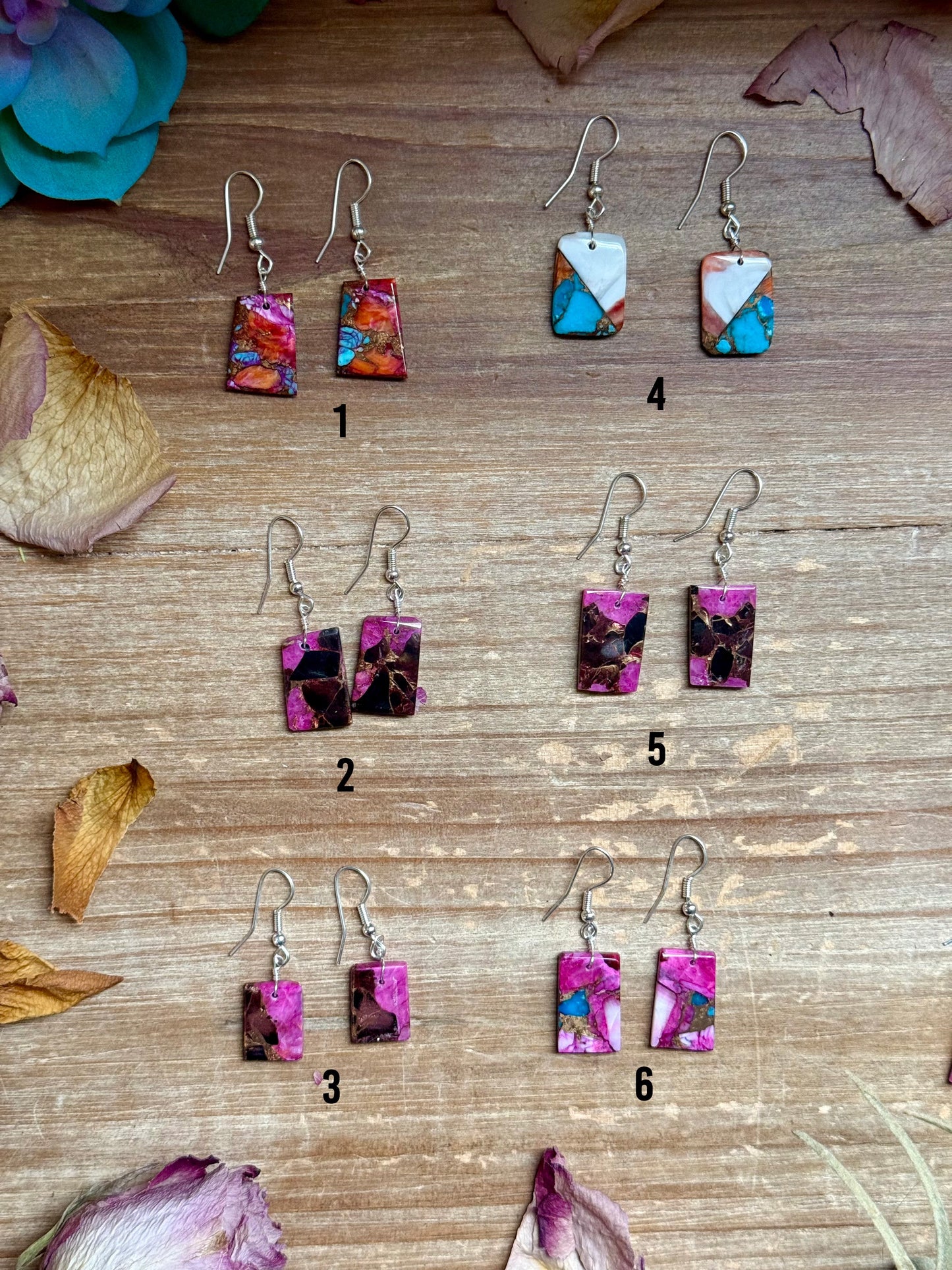 Slab Earrings – Lightweight Dangle – 1.5” – Made in USA – Multiple Stone Options