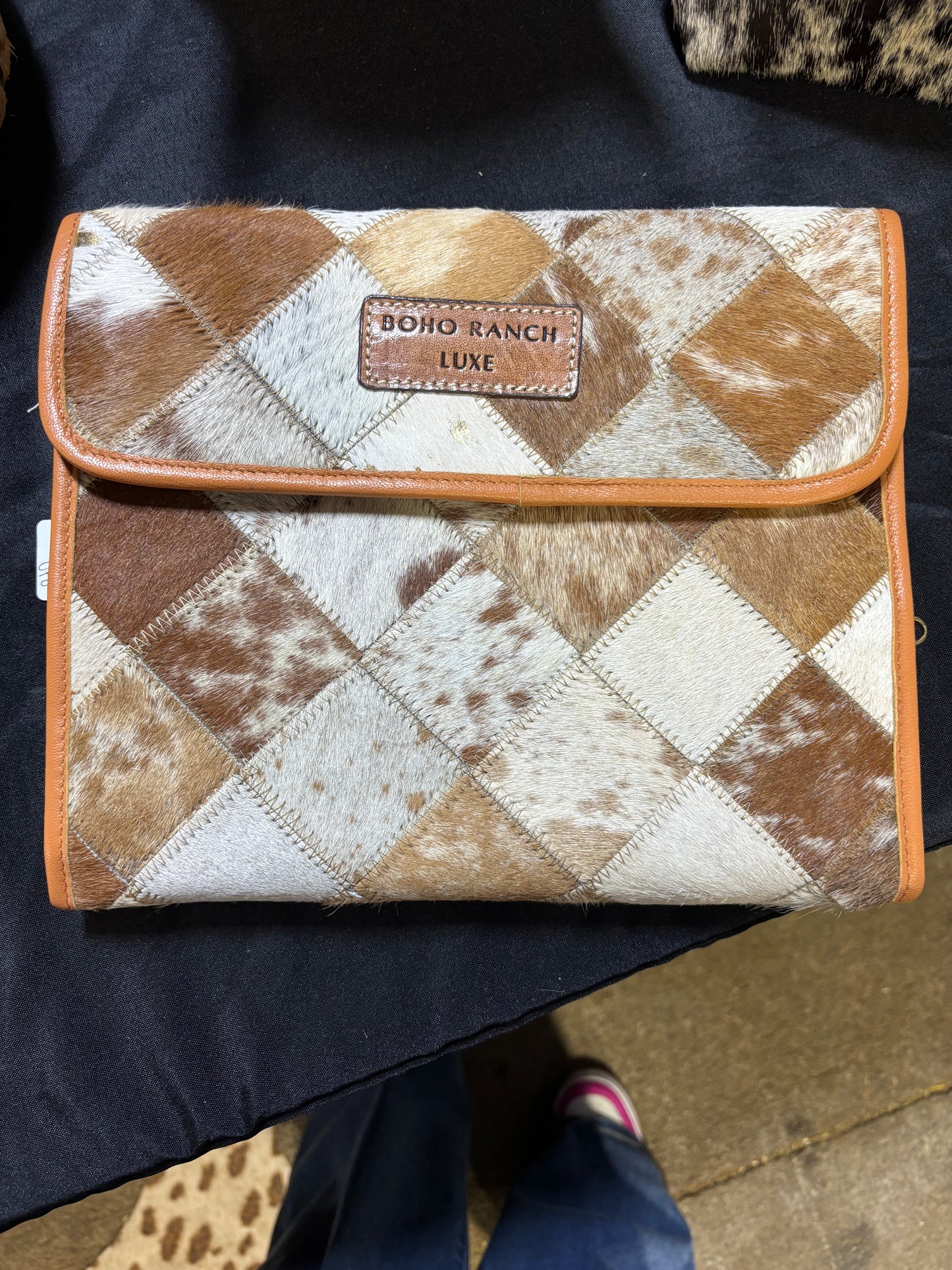 Cowhide makeup/jewelry pouch