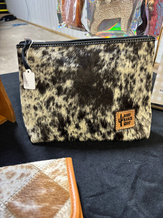cowhide makeup pouch