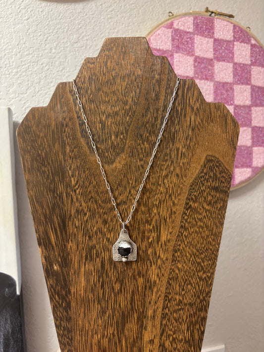 White Buffalo Ear tag Necklace