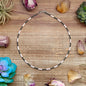 Pink Conch Heishi & 3mm Sterling Silver Pearl Necklace 20 inch