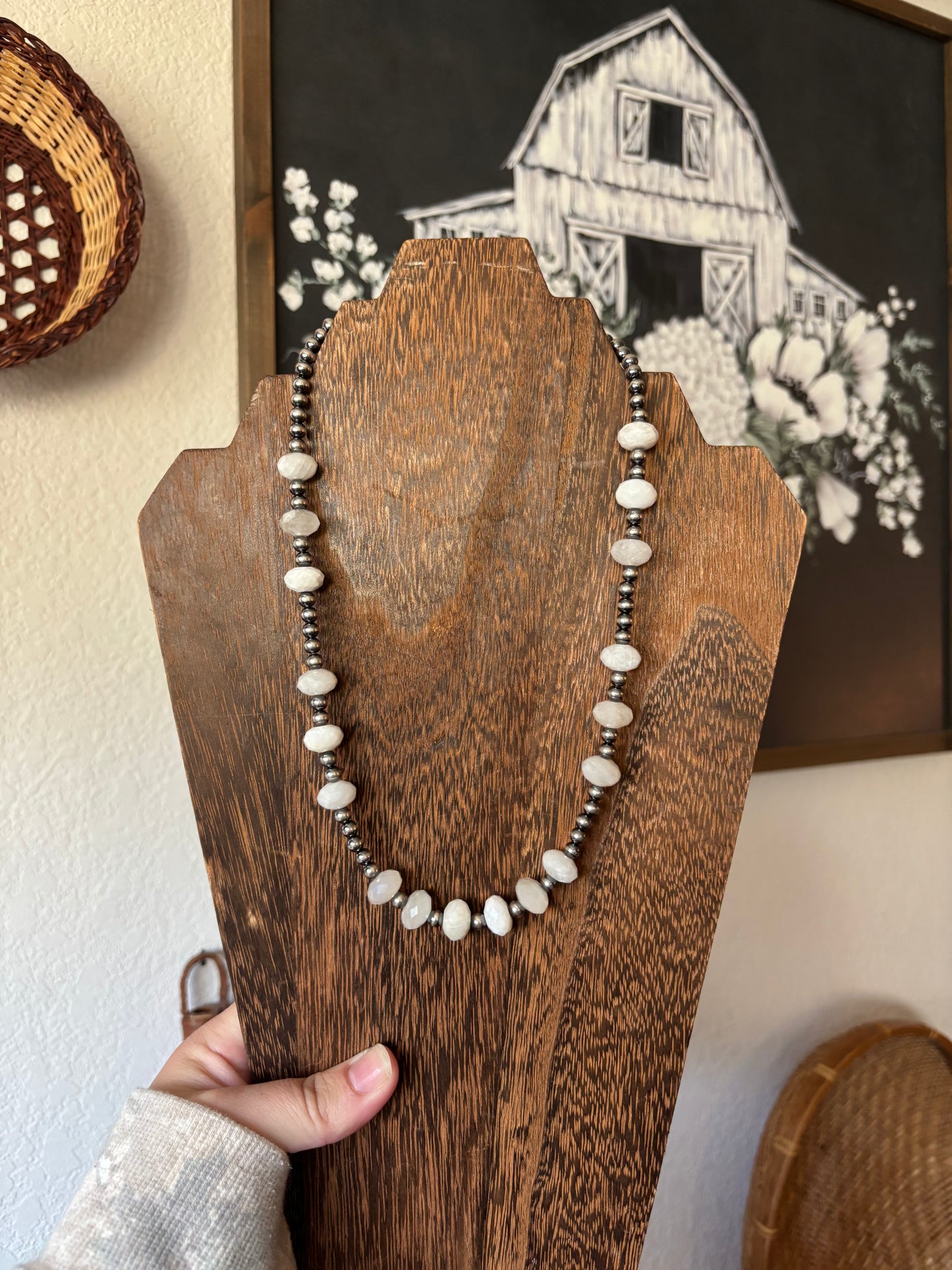 Faceted Moonstone & Pearls